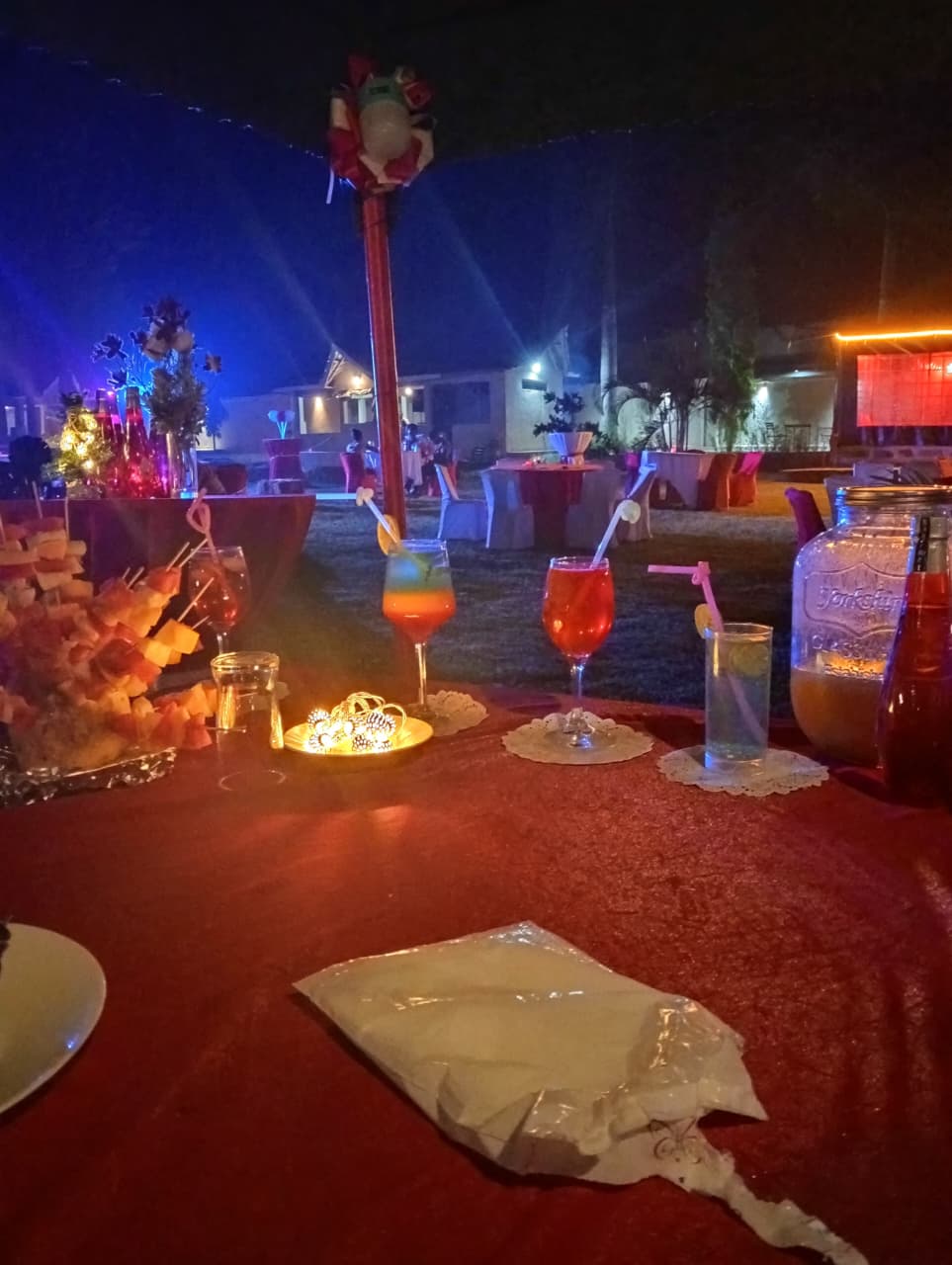 Garden cocktail party at night
